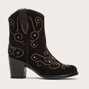 NWT Frye Suede Victoria Stud Short Boots Black 9M